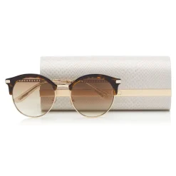 Jimmy Choo - Hally - Dark Havana Round Frame Sunglasses with Perforated Star Detailing - Jimmy Choo Eyewear - Avvenice