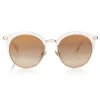 Jimmy Choo - Hally - White Round Frame Sunglasses with Perforated Star Detailing - Jimmy Choo Eyewear - Avvenice