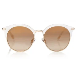 Jimmy Choo - Hally - White Round Frame Sunglasses with Perforated Star Detailing - Jimmy Choo Eyewear - Avvenice