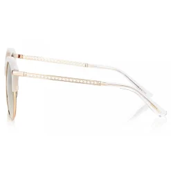 Jimmy Choo - Hally - White Round Frame Sunglasses with Perforated Star Detailing - Jimmy Choo Eyewear - Avvenice
