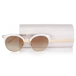 Jimmy Choo - Hally - White Round Frame Sunglasses with Perforated Star Detailing - Jimmy Choo Eyewear - Avvenice