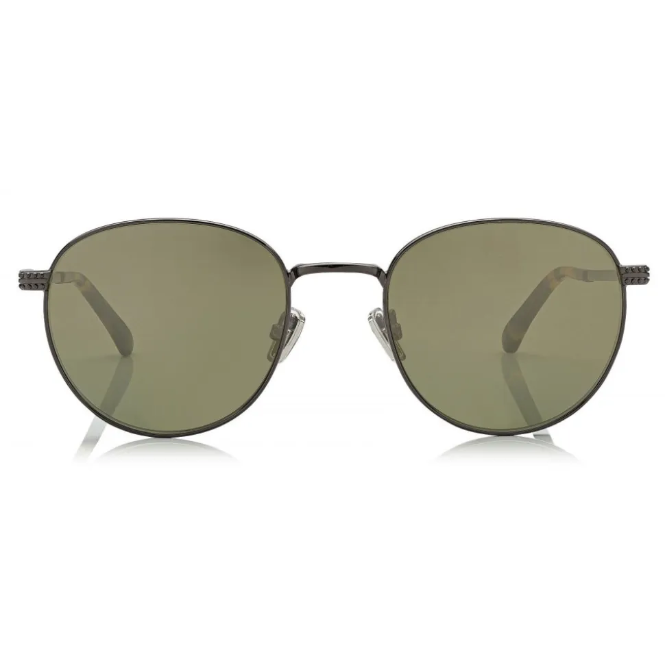 Jimmy Choo - Henri - Dark Ruthenium Oval Metal Sunglasses - Jimmy Choo Eyewear - Avvenice