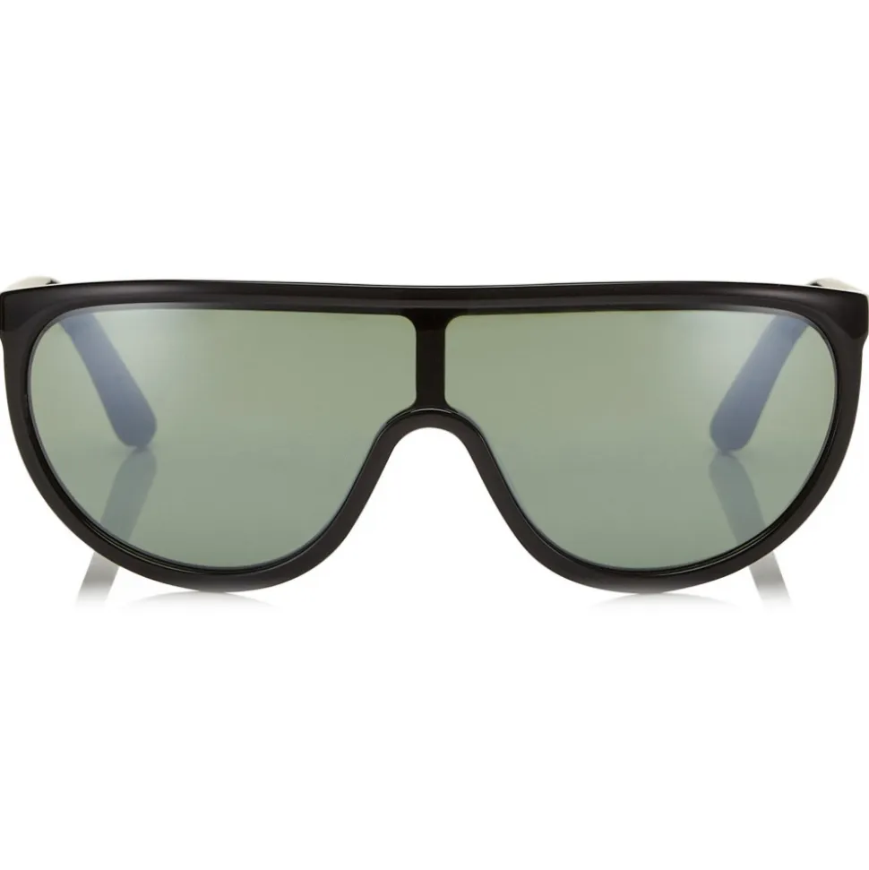 Jimmy Choo - Hugo - Green Mirror Mask Sunglasses with Black Frame and Removable Band - Avvenice