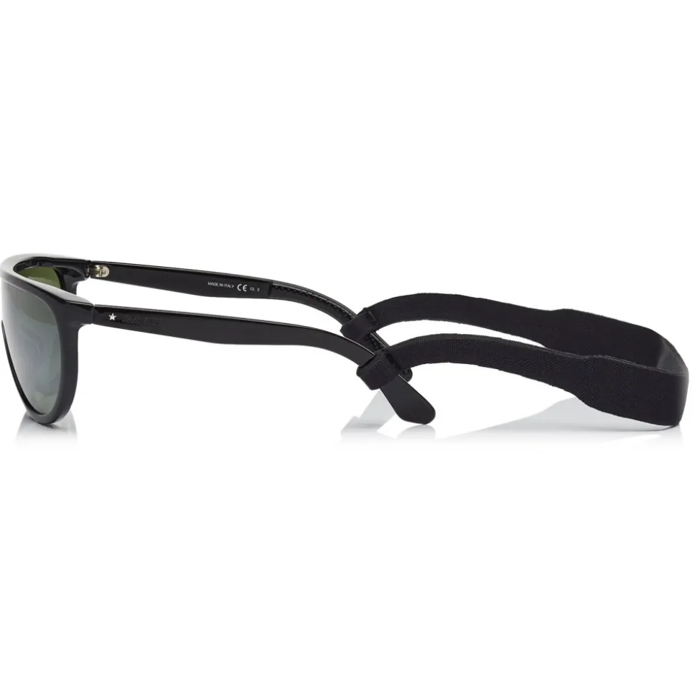 Jimmy Choo - Hugo - Green Mirror Mask Sunglasses with Black Frame and Removable Band - Avvenice