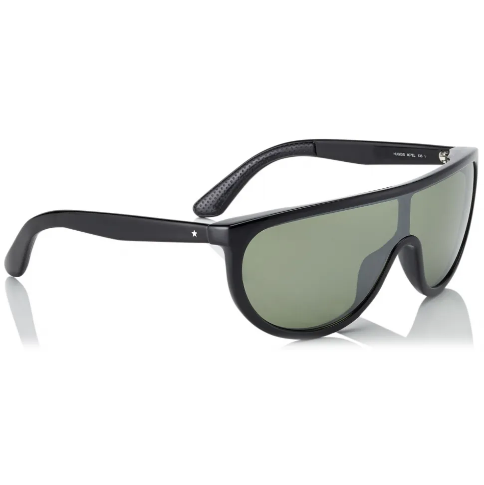 Jimmy Choo - Hugo - Green Mirror Mask Sunglasses with Black Frame and Removable Band - Avvenice