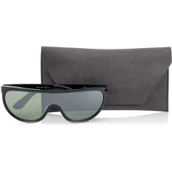 Jimmy Choo - Hugo - Green Mirror Mask Sunglasses with Black Frame and Removable Band - Avvenice