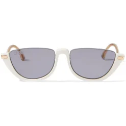 Jimmy Choo - Iona - White Acetate Sunglasses with Mauve-Shaded Mirror Lenses - Jimmy Choo Eyewear - Avvenice
