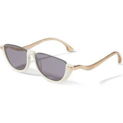 Jimmy Choo - Iona - White Acetate Sunglasses with Mauve-Shaded Mirror Lenses - Jimmy Choo Eyewear - Avvenice