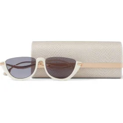 Jimmy Choo - Iona - White Acetate Sunglasses with Mauve-Shaded Mirror Lenses - Jimmy Choo Eyewear - Avvenice