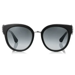 Jimmy Choo - Jade - Black and Palladium Oversized Sunglasses with Clip On Earrings - Sunglasses - Jimmy Choo Eyewear - Avvenice