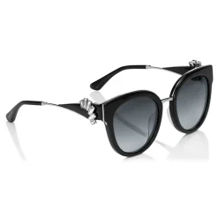 Jimmy Choo - Jade - Black and Palladium Oversized Sunglasses with Clip On Earrings - Sunglasses - Jimmy Choo Eyewear - Avvenice