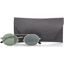 Jimmy Choo - Jeff - Green Mirror Oval Sunglasses with Gold Metal Frame and Black Temple Ends - Avvenice