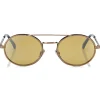 Jimmy Choo - Jeff - Silver Mirror Oval Sunglasses with Bronze Metal Frame and Blue Temple Ends - Avvenice