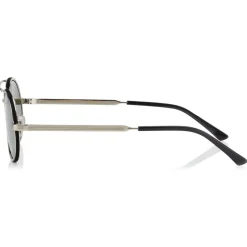 Jimmy Choo - Jeff - Silver Mirror Oval Sunglasses with Bronze Metal Frame and Blue Temple Ends - Avvenice