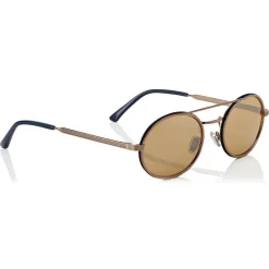 Jimmy Choo - Jeff - Silver Mirror Oval Sunglasses with Bronze Metal Frame and Blue Temple Ends - Avvenice