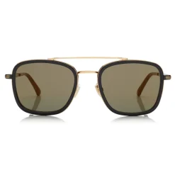 Jimmy Choo - John - Black and Gold Square Frame Sunglasses with Mirror Lenses - Jimmy Choo Eyewear - Avvenice
