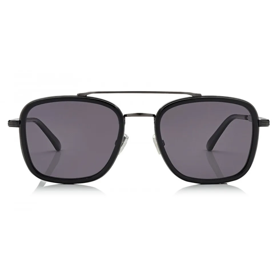 Jimmy Choo - John - Black and Dark Ruthenium Square Frame Sunglasses - Jimmy Choo Eyewear - Avvenice