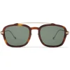 Jimmy Choo - Kevin - Dark Brown Tortoiseshell Havana Square Sunglasses with Green Lenses - Avvenice