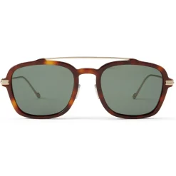 Jimmy Choo - Kevin - Dark Brown Tortoiseshell Havana Square Sunglasses with Green Lenses - Avvenice