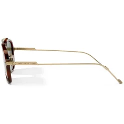 Jimmy Choo - Kevin - Dark Brown Tortoiseshell Havana Square Sunglasses with Green Lenses - Avvenice