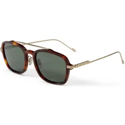 Jimmy Choo - Kevin - Dark Brown Tortoiseshell Havana Square Sunglasses with Green Lenses - Avvenice