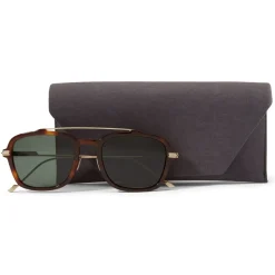 Jimmy Choo - Kevin - Dark Brown Tortoiseshell Havana Square Sunglasses with Green Lenses - Avvenice