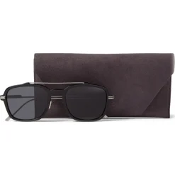 Jimmy Choo - Kevin - Matte Black Titanium Square Sunglasses with Grey Lenses - Jimmy Choo Eyewear - Avvenice