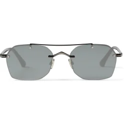 Jimmy Choo - Kit - Matte Black Titanium and Acetate Square Sunglasses with Grey Silver Mirror Lenses - Avvenice