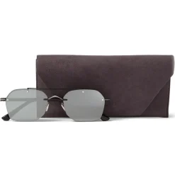 Jimmy Choo - Kit - Matte Black Titanium and Acetate Square Sunglasses with Grey Silver Mirror Lenses - Avvenice