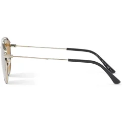 Jimmy Choo - Lex - Light Gold Stainless Steel and Metal Aviator Sunglasses with Silver Mirror Lenses - Avvenice