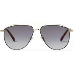 Jimmy Choo - Lex - Rose Gold and Black Aviator Sunglasses with Grey-Shaded Gold Mirror Lenses - Avvenice