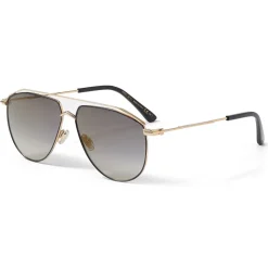 Jimmy Choo - Lex - Rose Gold and Black Aviator Sunglasses with Grey-Shaded Gold Mirror Lenses - Avvenice