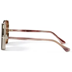 Jimmy Choo - Lilo - Palladium Round Sunglasses with Pink-Shaded Mirror Lenses - Jimmy Choo Eyewear - Avvenice