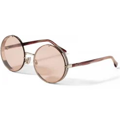 Jimmy Choo - Lilo - Palladium Round Sunglasses with Pink-Shaded Mirror Lenses - Jimmy Choo Eyewear - Avvenice