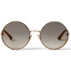 Jimmy Choo - Lilo - Rose-Gold Metal Round Sunglasses with Grey-Shaded Mirror Lenses - Jimmy Choo Eyewear - Avvenice