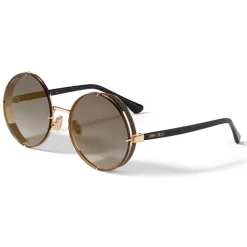Jimmy Choo - Lilo - Rose-Gold Metal Round Sunglasses with Grey-Shaded Mirror Lenses - Jimmy Choo Eyewear - Avvenice