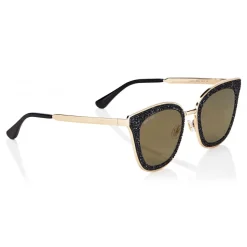 Jimmy Choo - Lizzy - Black and Gold Cat-Eye Sunglasses with Crystal Detailing - Sunglasses - Jimmy Choo Eyewear - Avvenice