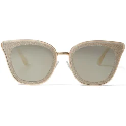 Jimmy Choo - Lizzy - Grey and Bronze Cat Eye Sunglasses with Glitter - Jimmy Choo Eyewear - Avvenice