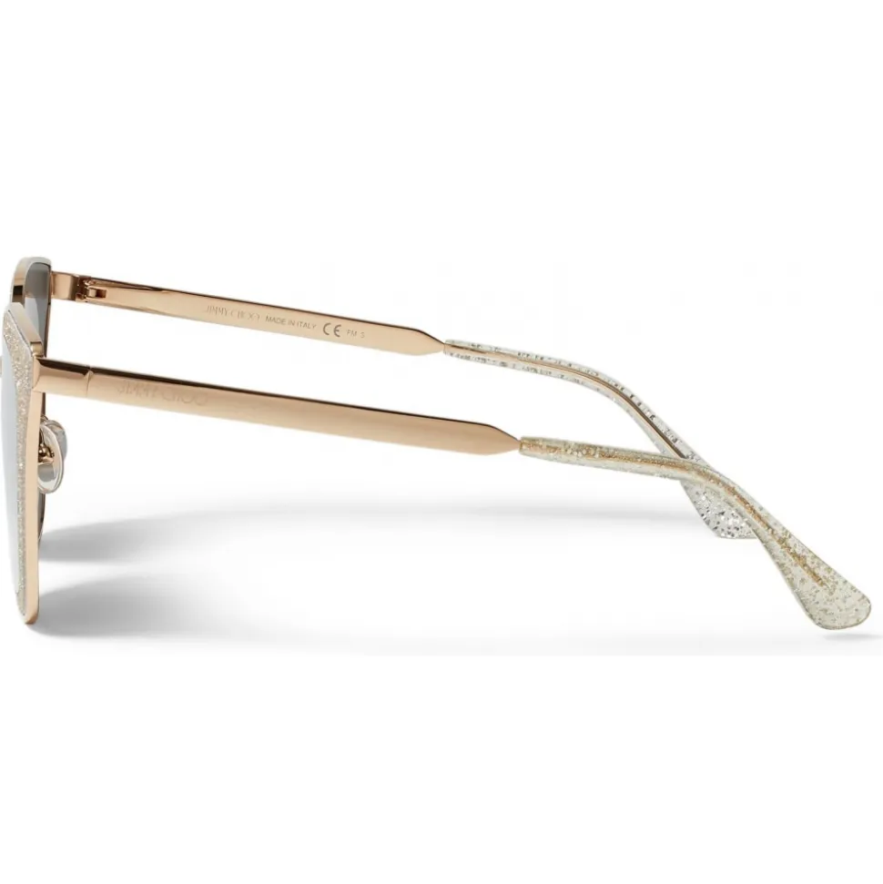 Jimmy Choo - Lizzy - Grey and Bronze Cat Eye Sunglasses with Glitter - Jimmy Choo Eyewear - Avvenice