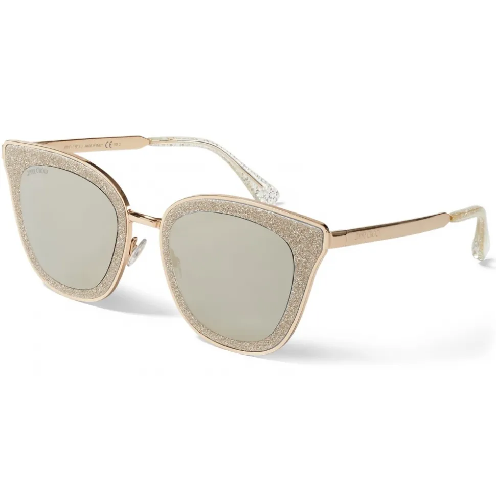 Jimmy Choo - Lizzy - Grey and Bronze Cat Eye Sunglasses with Glitter - Jimmy Choo Eyewear - Avvenice