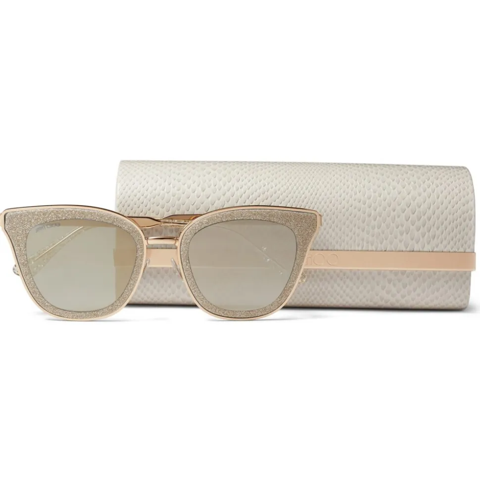 Jimmy Choo - Lizzy - Grey and Bronze Cat Eye Sunglasses with Glitter - Jimmy Choo Eyewear - Avvenice