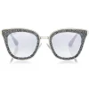 Jimmy Choo - Lizzy - Grey and Silver Cat-Eye Sunglasses with Crystal Detailing - Sunglasses - Jimmy Choo Eyewear - Avvenice