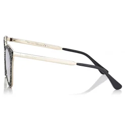 Jimmy Choo - Lizzy - Grey and Silver Cat-Eye Sunglasses with Crystal Detailing - Sunglasses - Jimmy Choo Eyewear - Avvenice