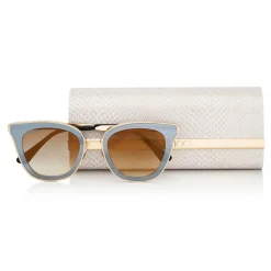 Jimmy Choo - Lory - Black and Gold Cat-Eye Sunglasses with Mirror Lenses - Sunglasses - Jimmy Choo Eyewear - Avvenice