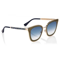 Jimmy Choo - Lory - Blue and Gold Cat-Eye Sunglasses with Mirror Lenses - Sunglasses - Jimmy Choo Eyewear - Avvenice