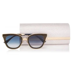 Jimmy Choo - Lory - Blue and Gold Cat-Eye Sunglasses with Mirror Lenses - Sunglasses - Jimmy Choo Eyewear - Avvenice