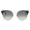 Jimmy Choo - Lue - Copper Gold Metal Cat-Eye Sunglasses with Black Leather Detailing - Sunglasses - Jimmy Choo Eyewear - Avvenice