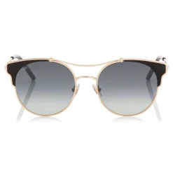 Jimmy Choo - Lue - Copper Gold Metal Cat-Eye Sunglasses with Black Leather Detailing - Sunglasses - Jimmy Choo Eyewear - Avvenice