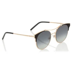 Jimmy Choo - Lue - Copper Gold Metal Cat-Eye Sunglasses with Black Leather Detailing - Sunglasses - Jimmy Choo Eyewear - Avvenice
