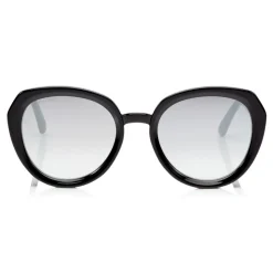 Jimmy Choo - Mace - Black Rounded Acetate Sunglasses with Glitter Detailing - Sunglasses - Jimmy Choo Eyewear - Avvenice